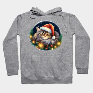 Lazy Maine Coon Cat At Christmas Hoodie